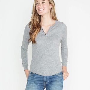 Marine Layer Double knit Henley heather grey XS